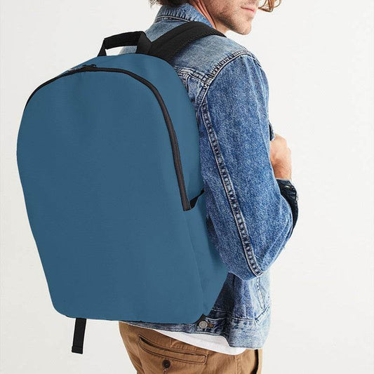Medium-Dark Muted Blue Waterproof Backpack (B-MU-MD) - Man CloseUp