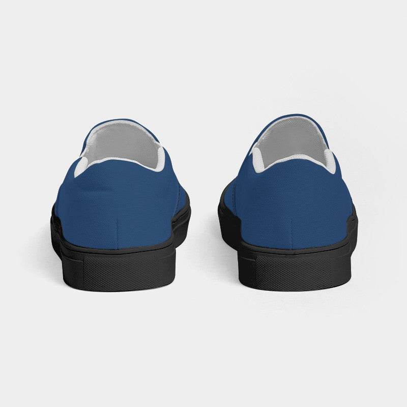 Medium-Dark Muted Blue Women's Slip-On Canvas Sneakers (IB2-MU-MD) - Back