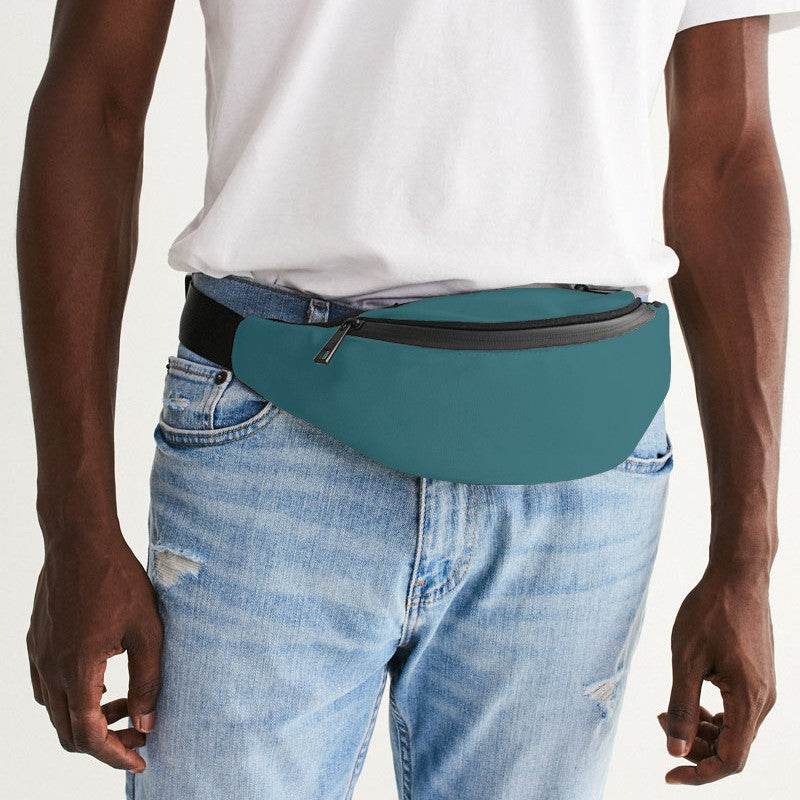 Medium-Dark Muted Cyan Belt Bag (C-MU-MD) - Man Front CloseUp