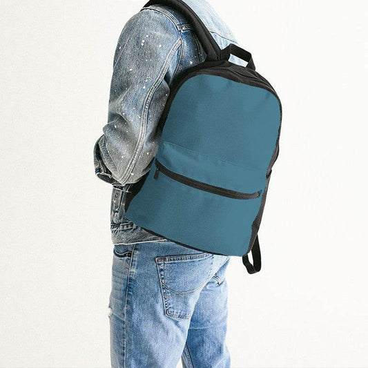 Medium-Dark Muted Cyan Canvas Backpack (BC2-MU-MD) - Man Back CloseUp