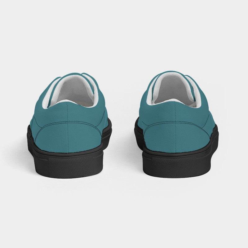 Medium-Dark Muted Cyan Men's Canvas Sneakers (C-MU-MD) - Back