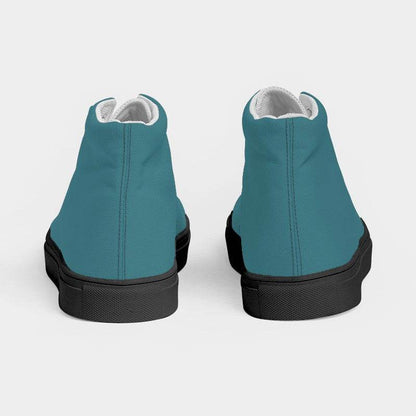 Medium-Dark Muted Cyan Men's High-Top Canvas Sneakers (C-MU-MD) - Back