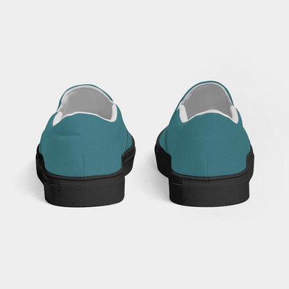 Medium-Dark Muted Cyan Men's Slip-On Canvas Sneakers (C-MU-MD) - Back