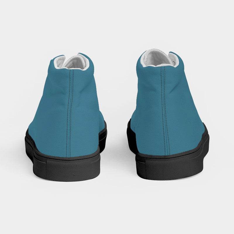 Medium-Dark Muted Cyan Women's High-Top Canvas Sneakers (BC2-MU-MD) - Back