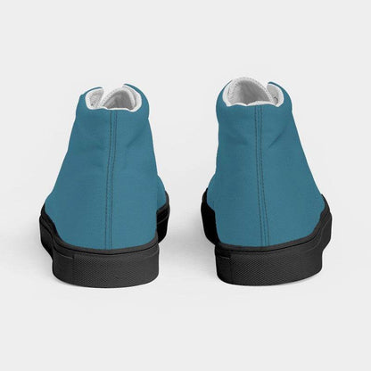 Medium-Dark Muted Cyan Women's High-Top Canvas Sneakers (BC2-MU-MD) - Back