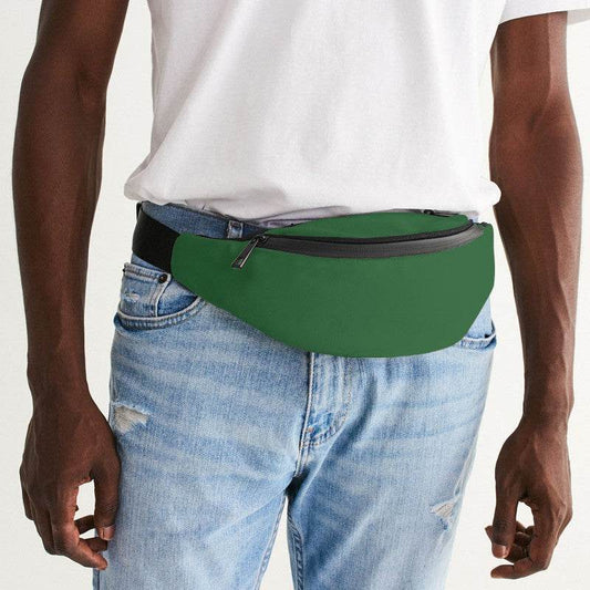 Medium-Dark Muted Green Belt Bag (G-MU-MD) - Man Front CloseUp