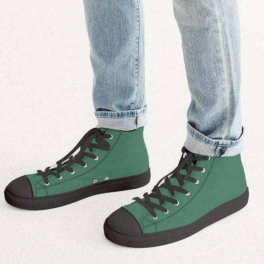 Medium-Dark Muted Green Men's High-Top Canvas Sneakers (BGG2-MU-MD) - Man CloseUp