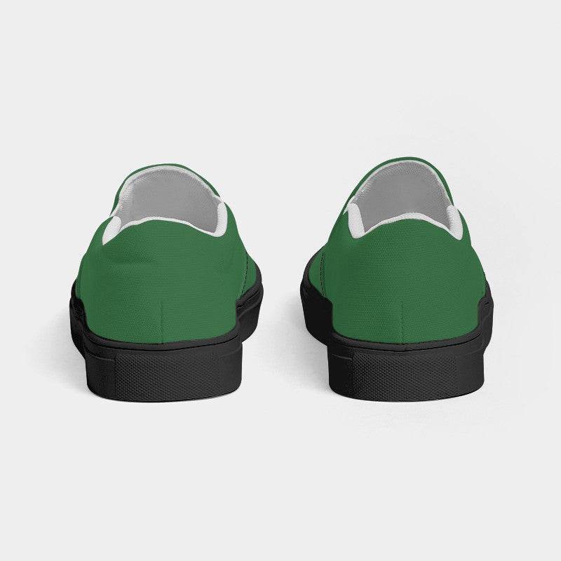 Medium-Dark Muted Green Men's Slip-On Canvas Sneakers (G-MU-MD) - Back