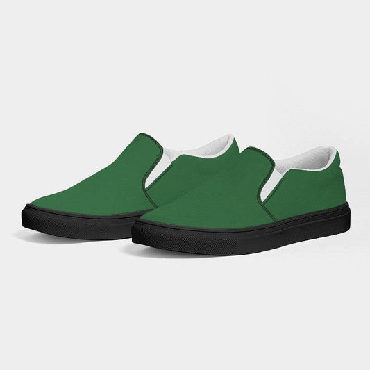 Medium-Dark Muted Green Men's Slip-On Canvas Sneakers (G-MU-MD) - Side 3