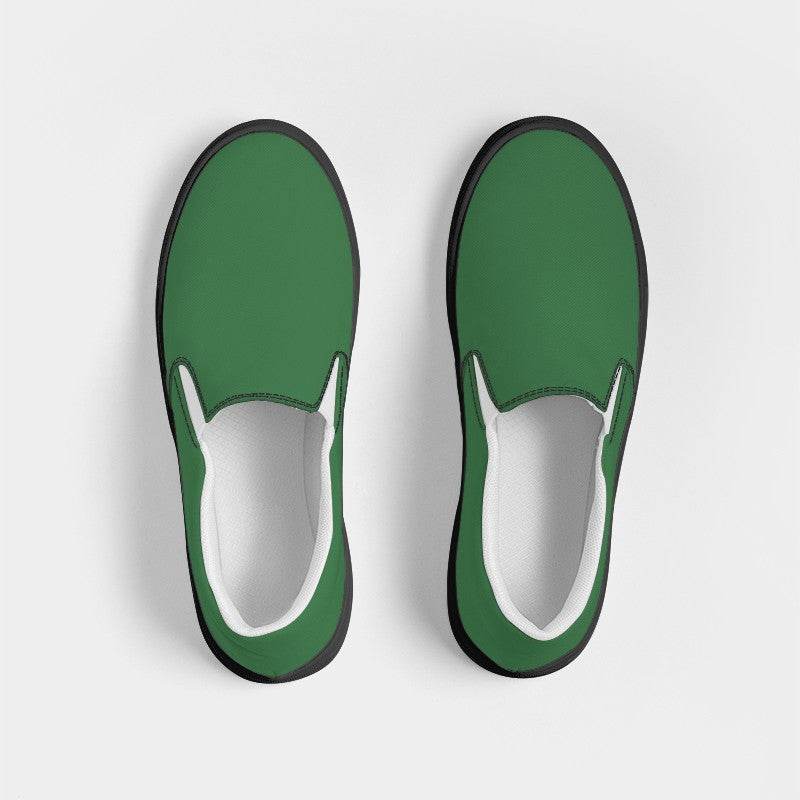 Medium-Dark Muted Green Men's Slip-On Canvas Sneakers (G-MU-MD) - Top
