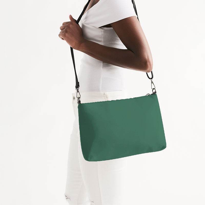 Medium-Dark Muted Green Zip Pouch (BGG2-MU-MD) - Side CloseUp