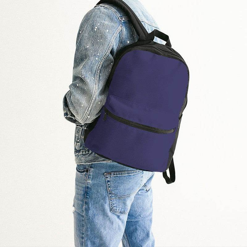 Medium-Dark Muted Indigo Canvas Backpack (PUI2-MU-MD) - Man Back CloseUp