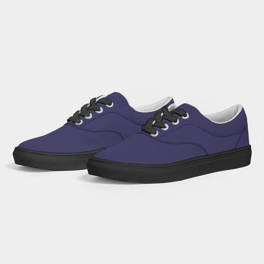 Medium-Dark Muted Indigo Men's Canvas Sneakers (PUI2-MU-MD) - Side 3