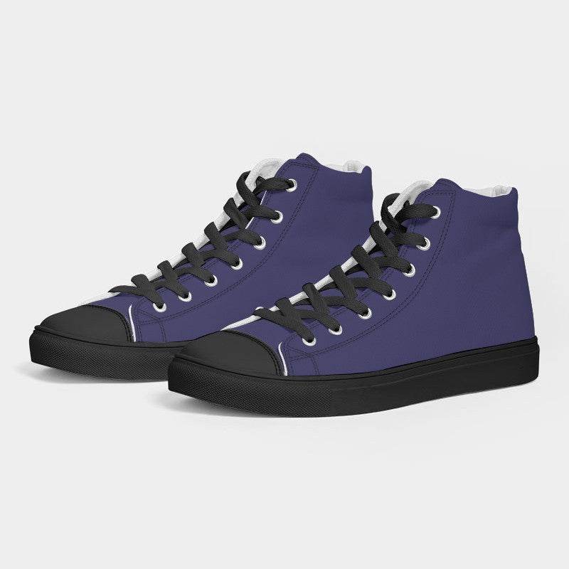 Medium-Dark Muted Indigo Men's High-Top Canvas Sneakers (PUI2-MU-MD) - Side 3