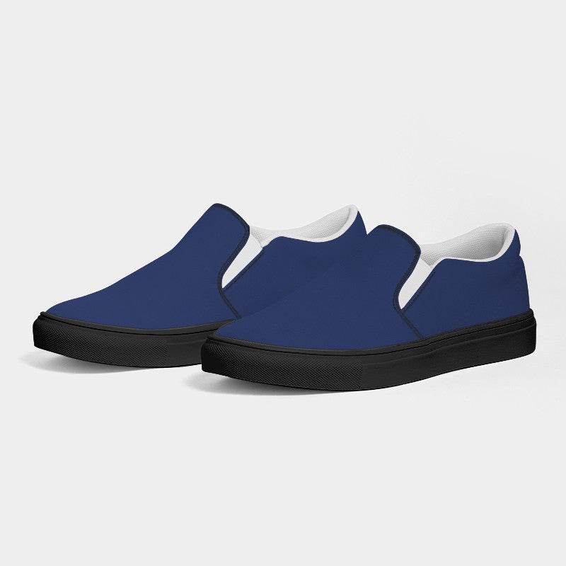 Medium-Dark Muted Indigo Men's Slip-On Canvas Sneakers (I-MU-MD) - Side 3