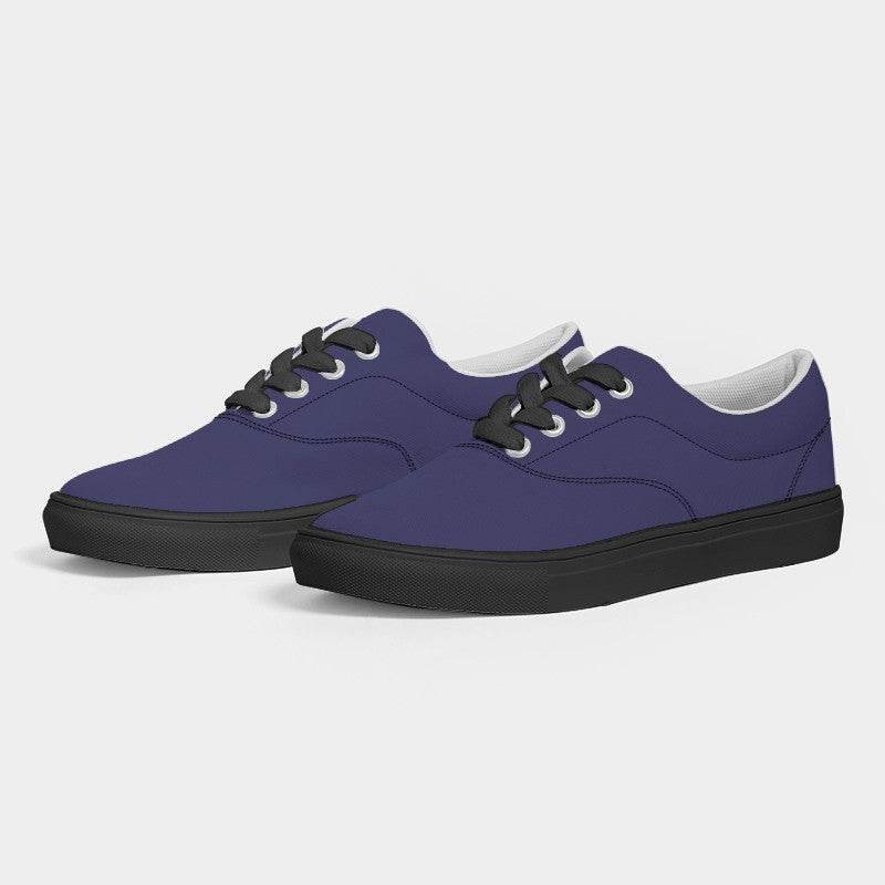 Medium-Dark Muted Indigo Women's Canvas Sneakers (PUI2-MU-MD) - Side 3