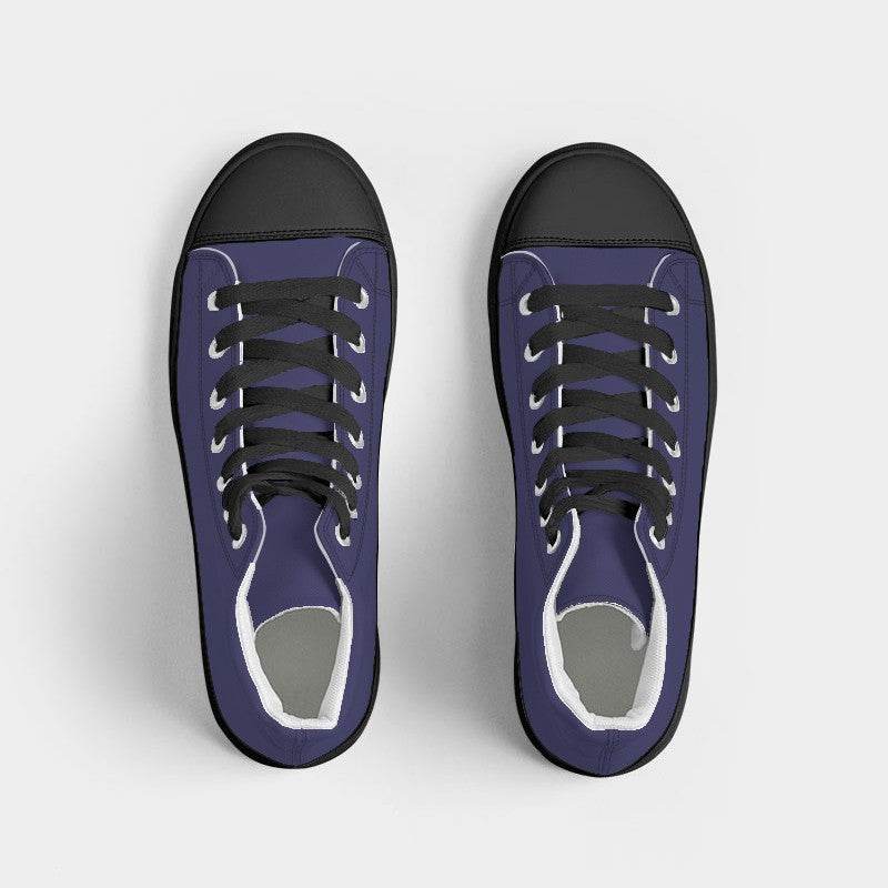Medium-Dark Muted Indigo Women's High-Top Canvas Sneakers (PUI2-MU-MD) - Top