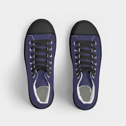 Medium-Dark Muted Indigo Women's High-Top Canvas Sneakers (PUI2-MU-MD) - Top