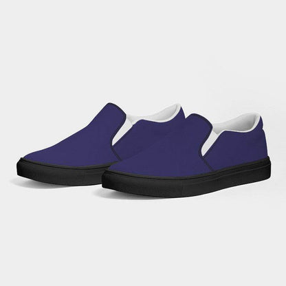 Medium-Dark Muted Indigo Women's Slip-On Canvas Sneakers (PUI2-MU-MD) - Side 3