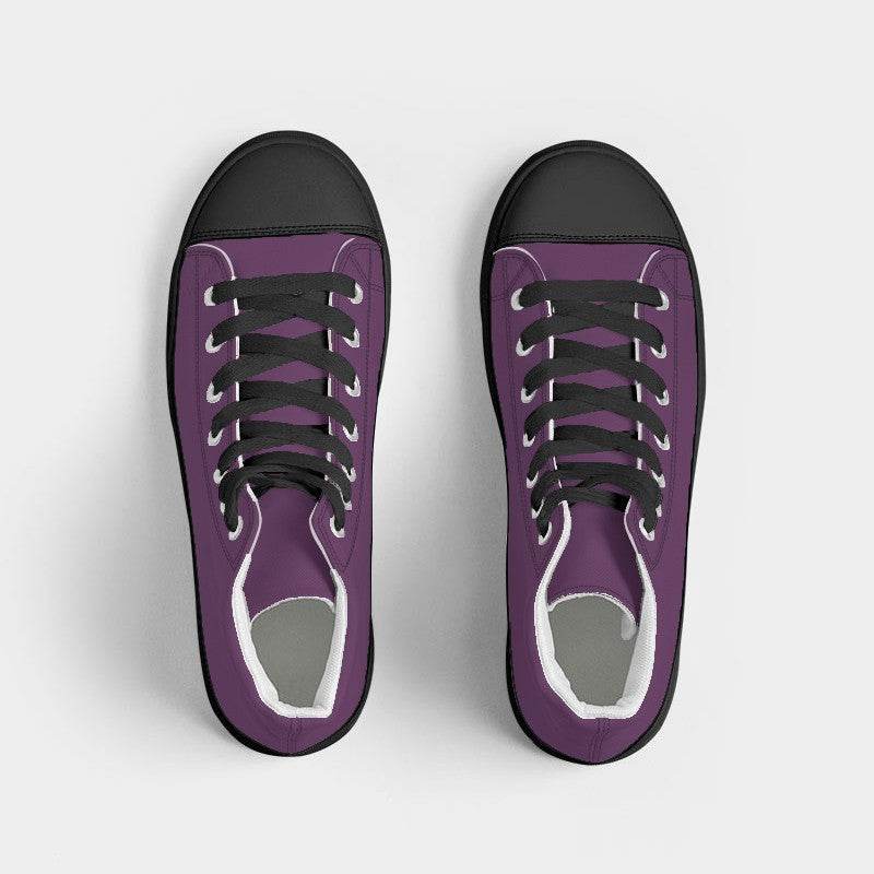 Medium-Dark Muted Magenta Men's High-Top Canvas Sneakers (M-MU-MD) - Top