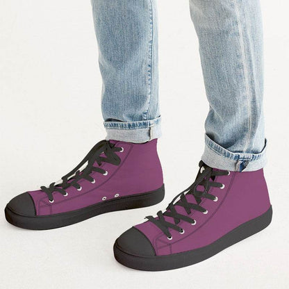 Medium-Dark Muted Magenta Men's High-Top Canvas Sneakers (PIM2-MU-MD) - Man CloseUp