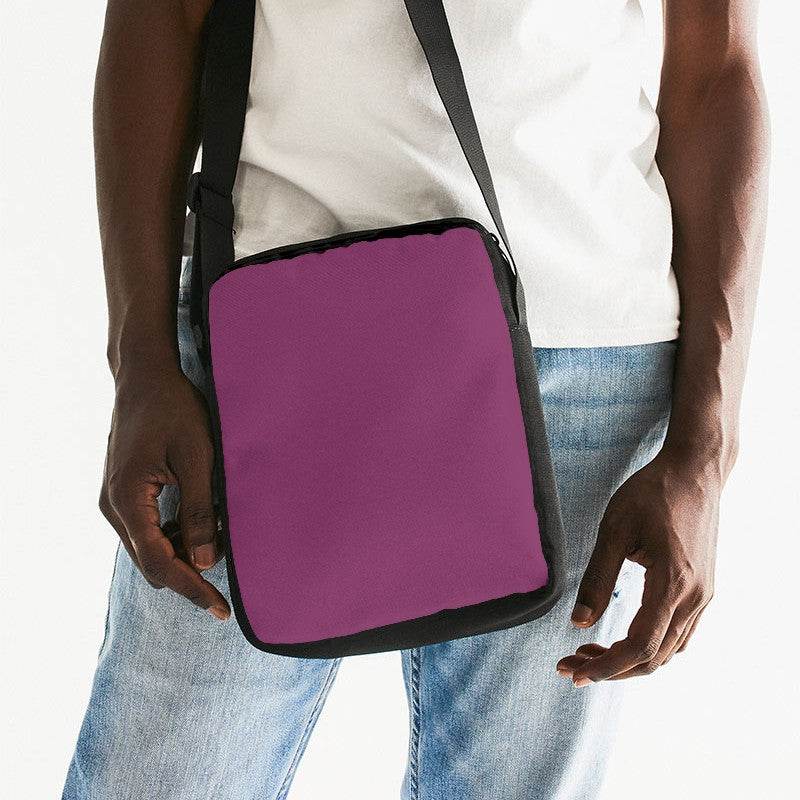 Medium-Dark Muted Magenta Messenger Pouch (PIM2-MU-MD) - Man Front CloseUp