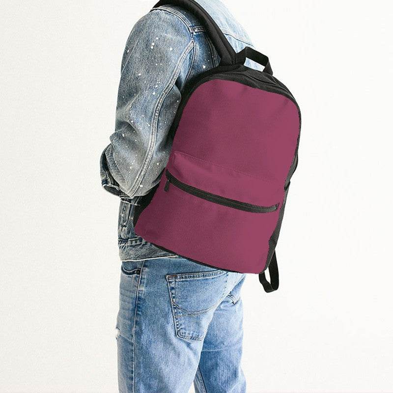 Medium-Dark Muted Pink Canvas Backpack (PI-MU-MD) - Man Back CloseUp