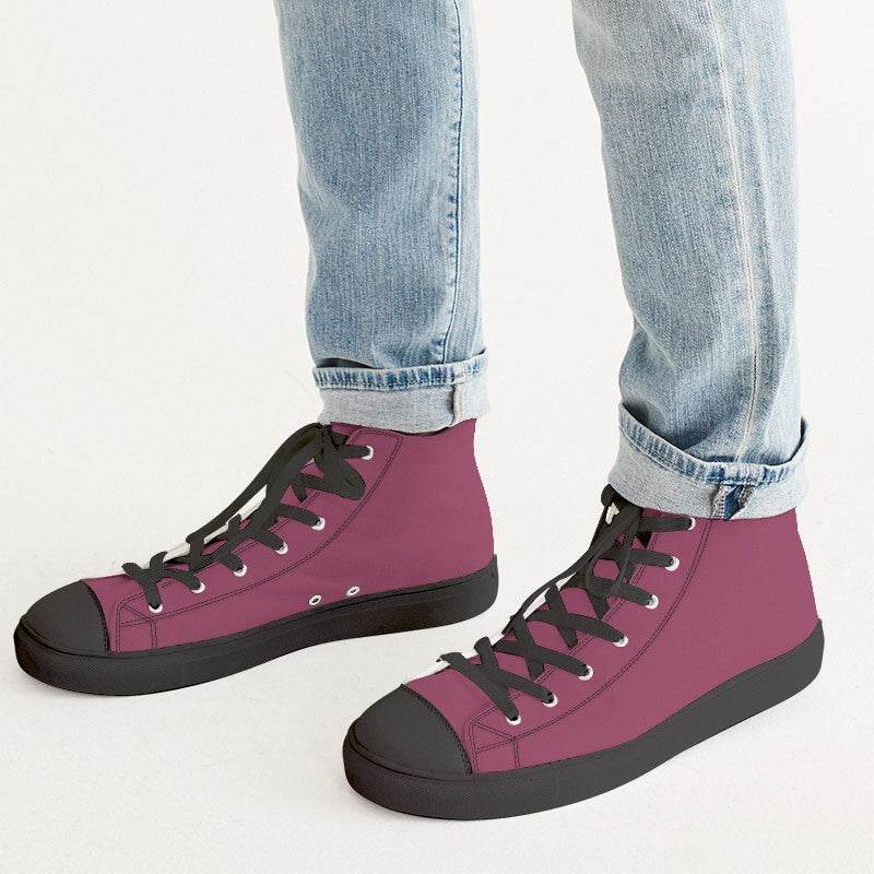 Medium-Dark Muted Pink Men's High-Top Canvas Sneakers (PI-MU-MD) - Man CloseUp