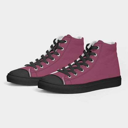Medium-Dark Muted Pink Men's High-Top Canvas Sneakers (PI-MU-MD) - Side 3