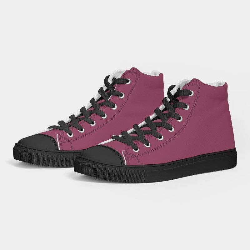 Medium-Dark Muted Pink Women's High-Top Canvas Sneakers (PI-MU-MD) - Side 3