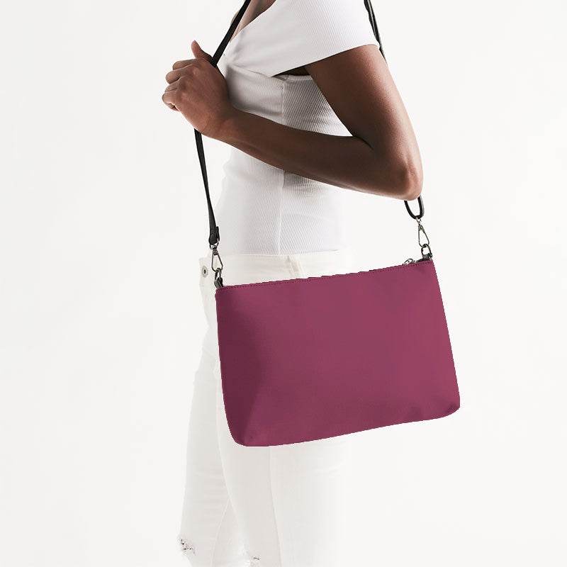 Medium-Dark Muted Pink Zip Pouch (PI-MU-MD) - Side CloseUp