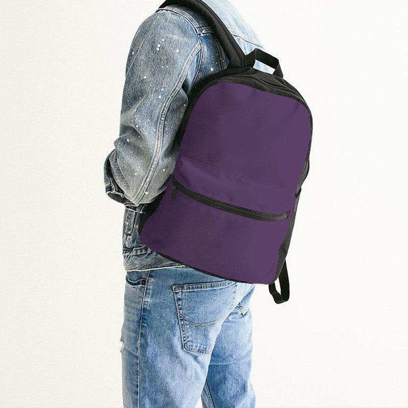 Medium-Dark Muted Purple Canvas Backpack (MPU2-MU-MD) - Man Back CloseUp