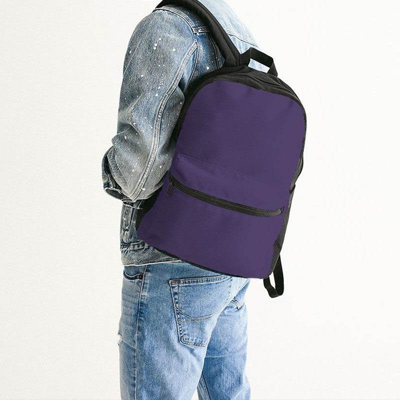 Medium-Dark Muted Purple Canvas Backpack (PU-MU-MD) - Man Back CloseUp