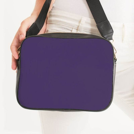 Medium-Dark Muted Purple Crossbody Bag (PU-MU-MD) - Woman Front CloseUp