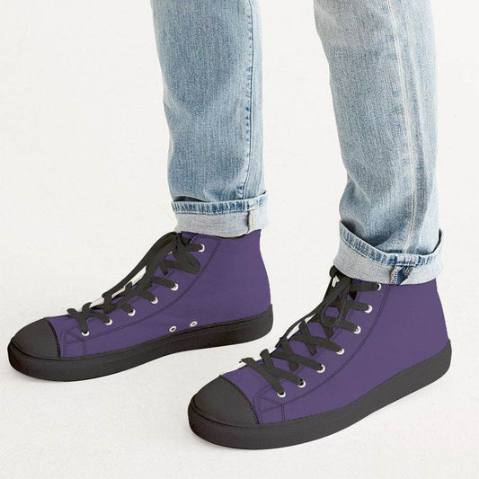 Medium-Dark Muted Purple Men's High-Top Canvas Sneakers (PU-MU-MD) - Man CloseUp