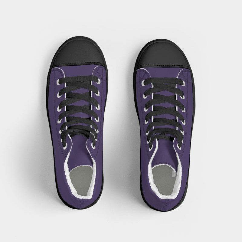Medium-Dark Muted Purple Men's High-Top Canvas Sneakers (PU-MU-MD) - Top