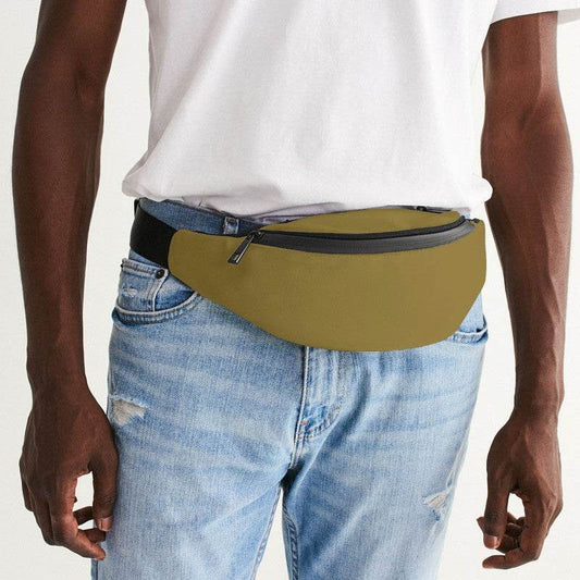Medium-Dark Muted Yellow Belt Bag (Y-MU-MD) - Man Front CloseUp