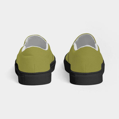 Medium-Dark Muted Yellow Men's Slip-On Canvas Sneakers (LY2-MU-MD) - Back