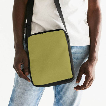 Medium-Dark Muted Yellow Messenger Pouch (LY2-MU-MD) - Man Front CloseUp