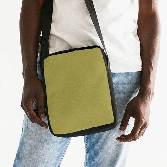 Medium-Dark Muted Yellow Messenger Pouch (LY2-MU-MD) - Man Front CloseUp