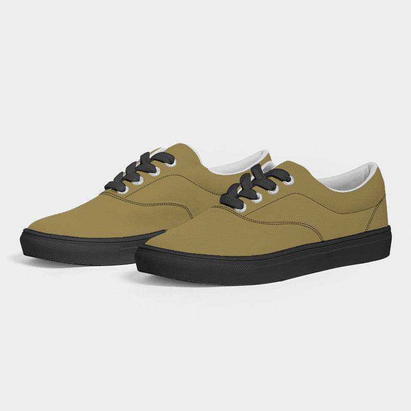 Medium-Dark Muted Yellow Women's Canvas Sneakers (Y-MU-MD) - Side 3