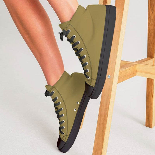 Medium-Dark Muted Yellow Women's High-Top Canvas Sneakers (Y-MU-MD) - Woman CloseUp