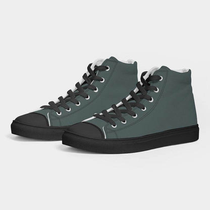 Medium-Dark Neutral Blue-Green Men's High-Top Canvas Sneakers (CBG2-NE-MD) - Side 3