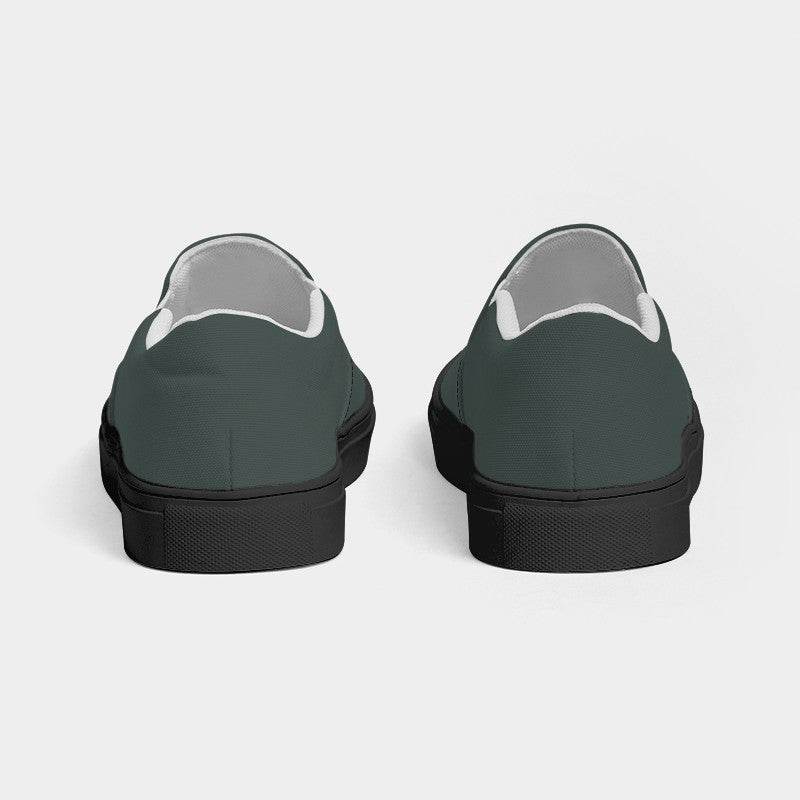 Medium-Dark Neutral Blue-Green Men's Slip-On Canvas Sneakers (BG-NE-MD) - Back