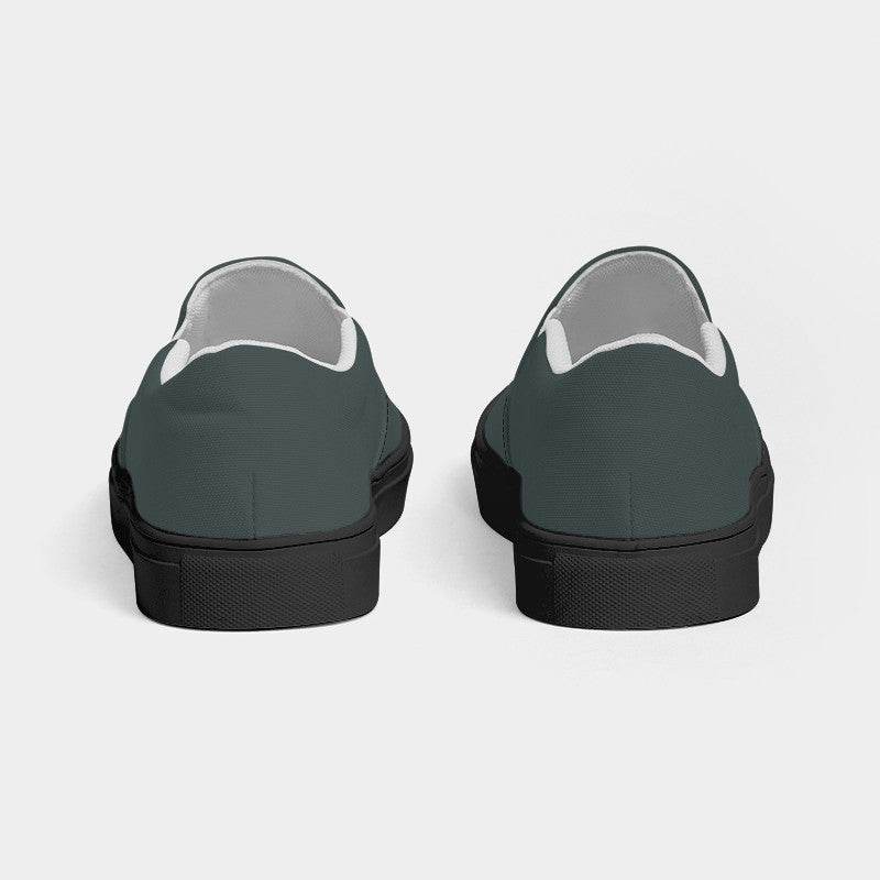 Medium-Dark Neutral Blue-Green Men's Slip-On Canvas Sneakers (CBG2-NE-MD) - Back