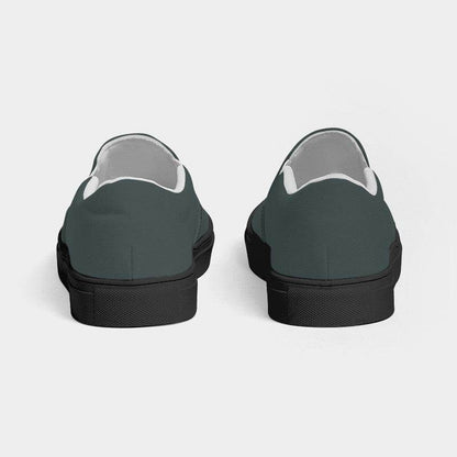 Medium-Dark Neutral Blue-Green Men's Slip-On Canvas Sneakers (CBG2-NE-MD) - Back