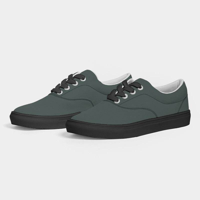 Medium-Dark Neutral Blue-Green Women's Canvas Sneakers (BG-NE-MD) - Side 3