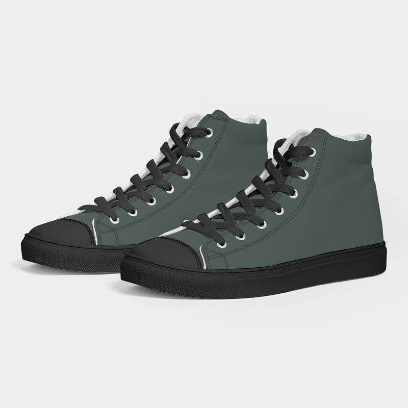 Medium-Dark Neutral Blue-Green Women's High-Top Canvas Sneakers (BG-NE-MD) - Side 3
