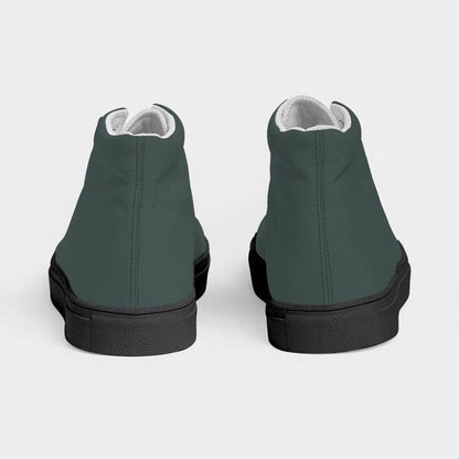 Medium-Dark Neutral Blue-Green Women's High-Top Canvas Sneakers (CBG2-NE-MD) - Back