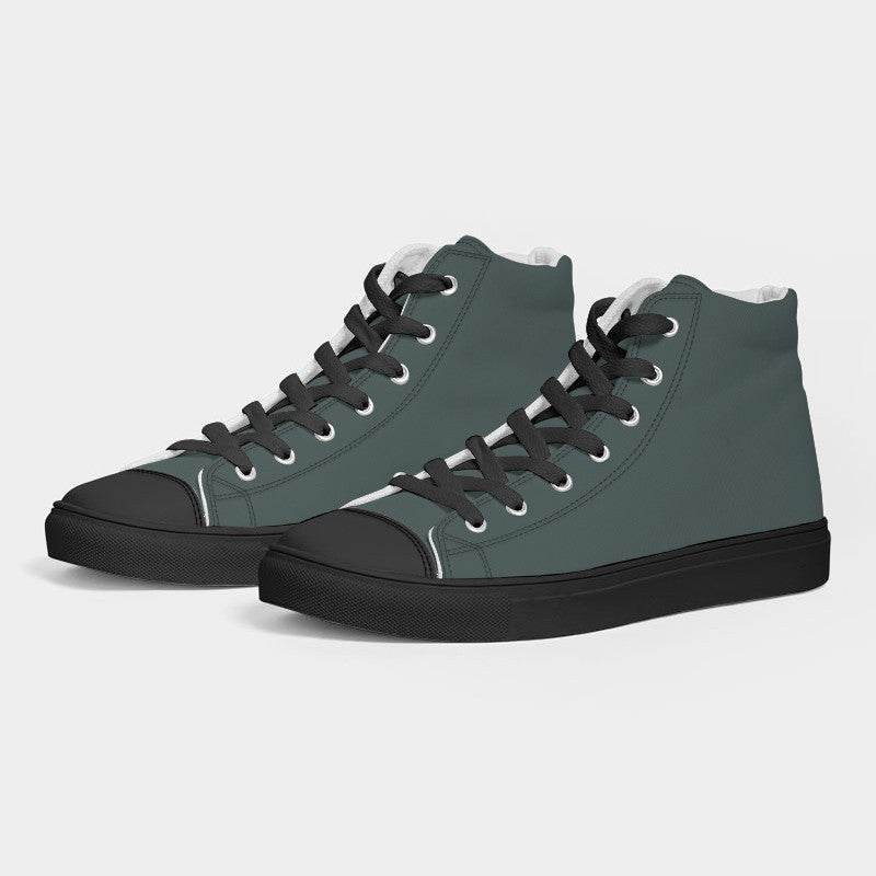 Medium-Dark Neutral Blue-Green Women's High-Top Canvas Sneakers (CBG2-NE-MD) - Side 3